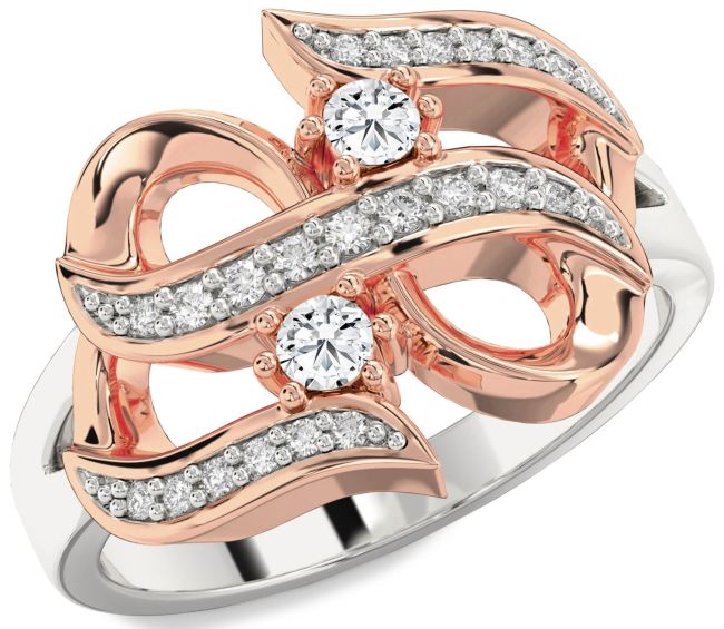 Diamond White Rose Gold Infinity Round Two Stone Ring