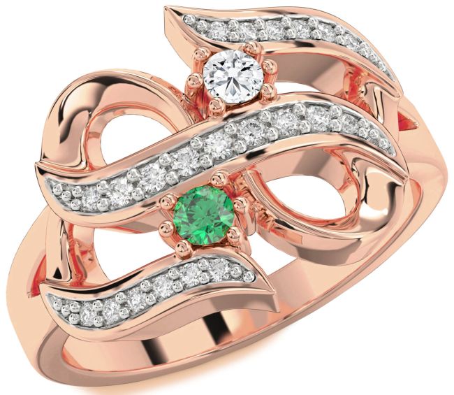 Diamond Rose Gold Infinity Round Two Stone Promise Ring
