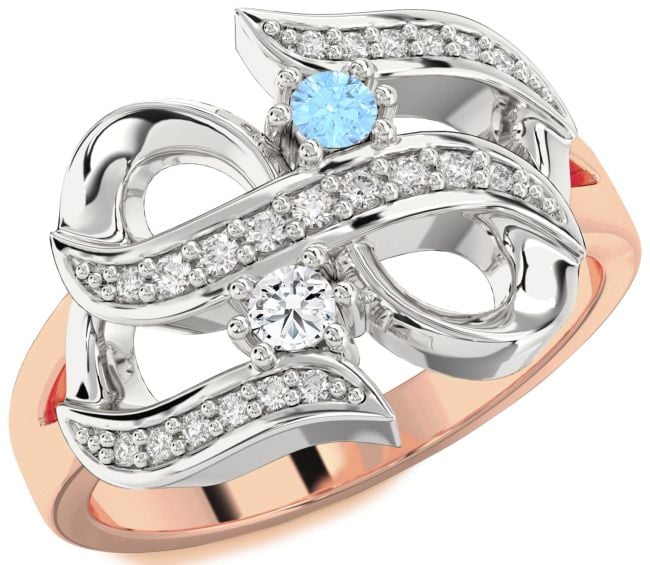 Diamond White Rose Gold Infinity Round Two Stone Promise Ring