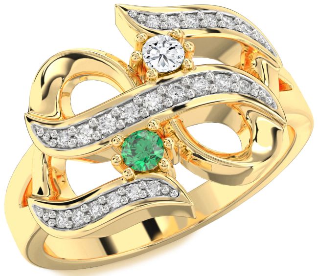 Diamond Gold Infinity Round Two Stone Promise Ring