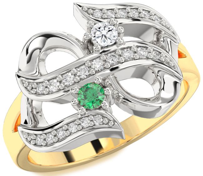 Diamond Gold Silver Infinity Round Two Stone Promise Ring