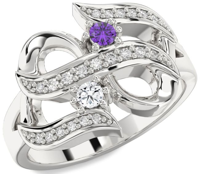 Diamond Silver Infinity Round Two Stone Promise Ring