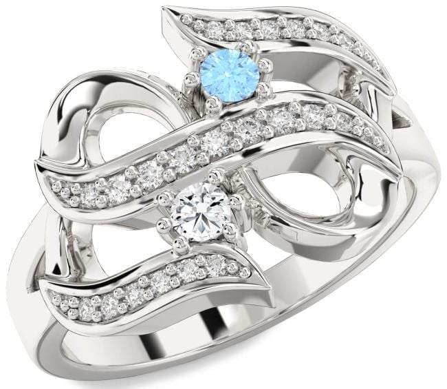 Diamond Silver Infinity Round Two Stone Promise Ring