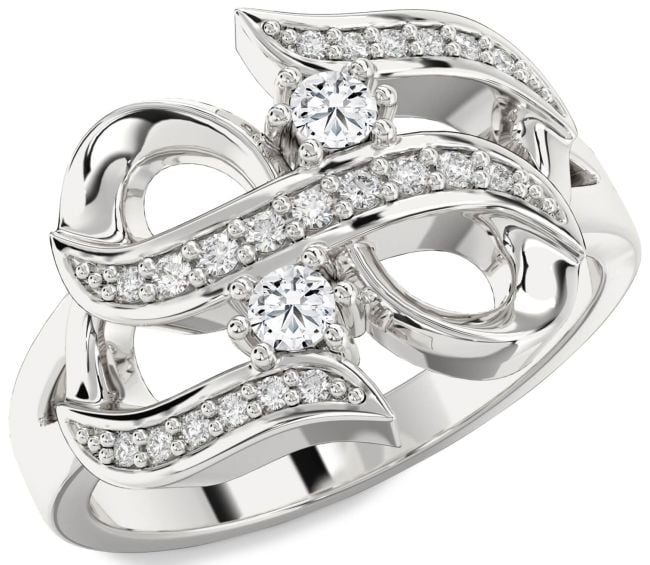 Diamond Platinum Infinity Round Two Stone Ring