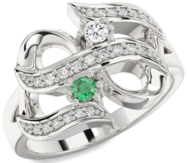 Diamond Platinum Infinity Round Two Stone Promise Ring