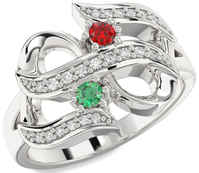 Diamond Silver Infinity Round Two Stone Promise Ring