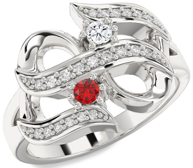 Diamond Silver Infinity Round Two Stone Promise Ring