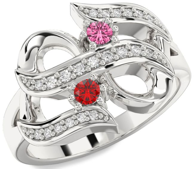Diamond Silver Infinity Round Two Stone Promise Ring