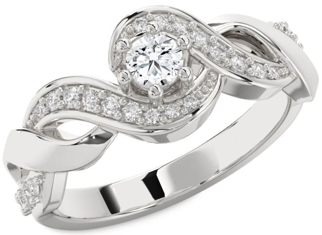 Lab Diamond Silver Knot Round Promise Ring