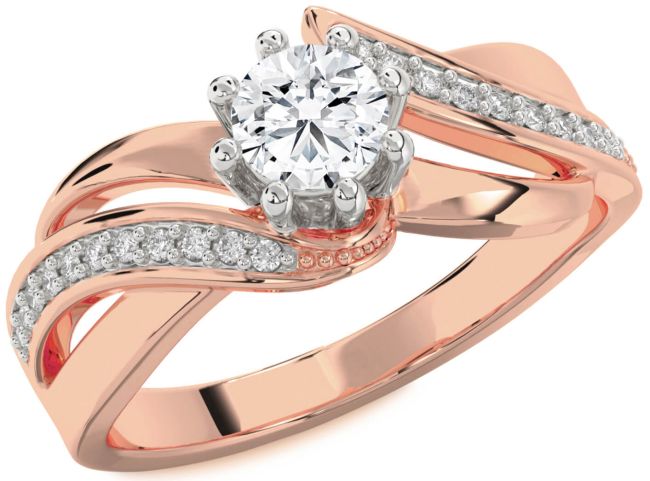 Diamond White Rose Gold Round Solitaire Engagement Ring