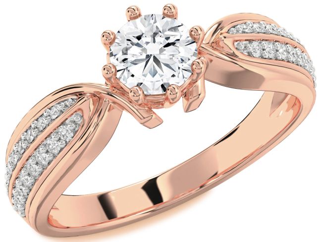 Diamond Rose Gold Round Solitaire Pave Engagement Ring
