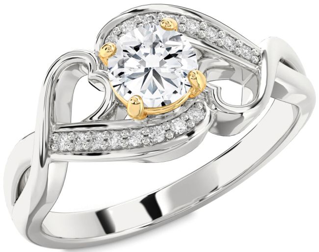 Diamond Platinum & Yellow Gold Heart Solitaire Engagement Ring