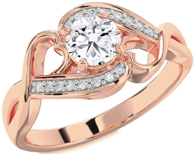 Diamond Rose Gold Heart Solitaire Engagement Ring