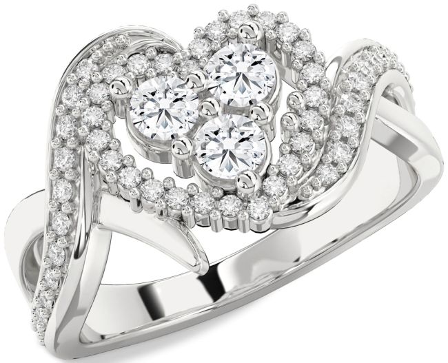 Diamond White Gold Heart Three Stone Ring