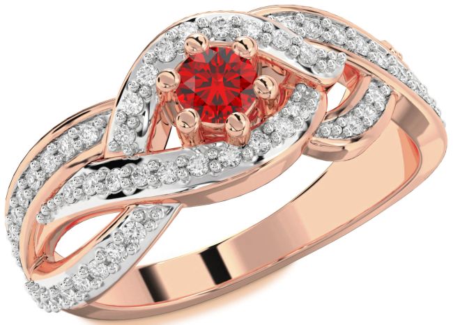Diamond Ruby Rose Gold Round Promise Ring