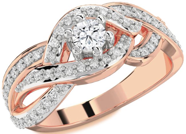 Diamond White Rose Gold Round Promise Ring