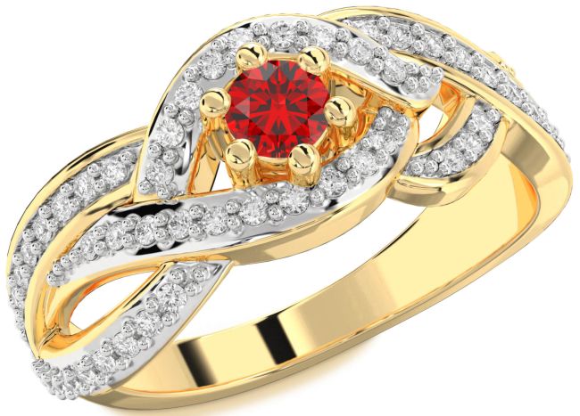 Diamond Ruby Gold Round Promise Ring