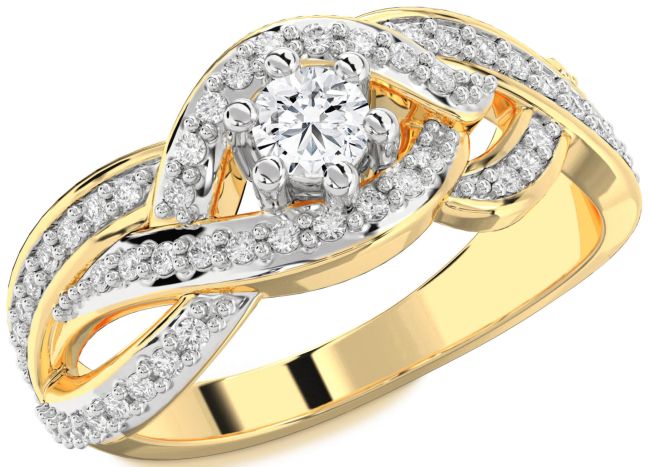 Diamond Gold Silver Round Promise Ring