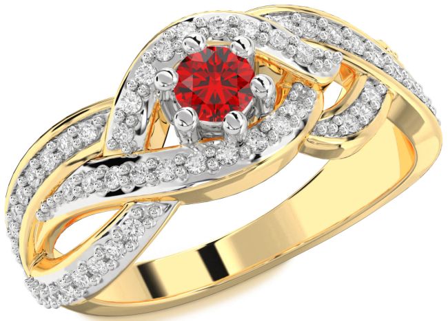 Diamond Ruby Gold Silver Round Promise Ring