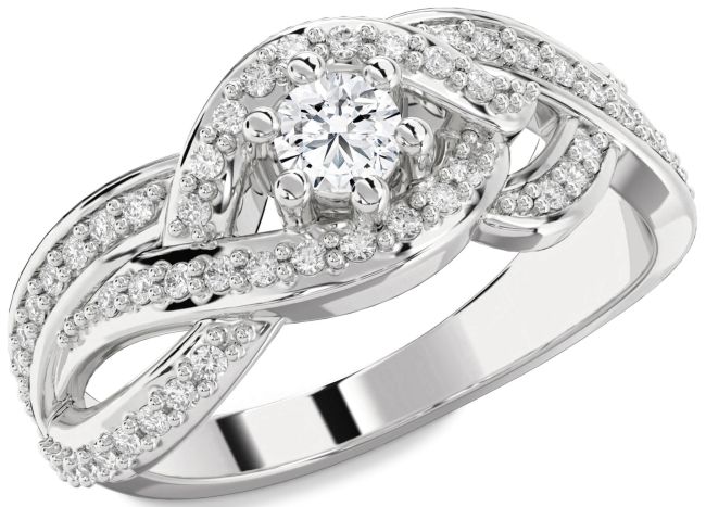 Diamond Silver Round Promise Ring