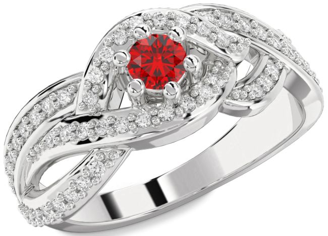 Diamond Ruby Platinum Round Promise Ring