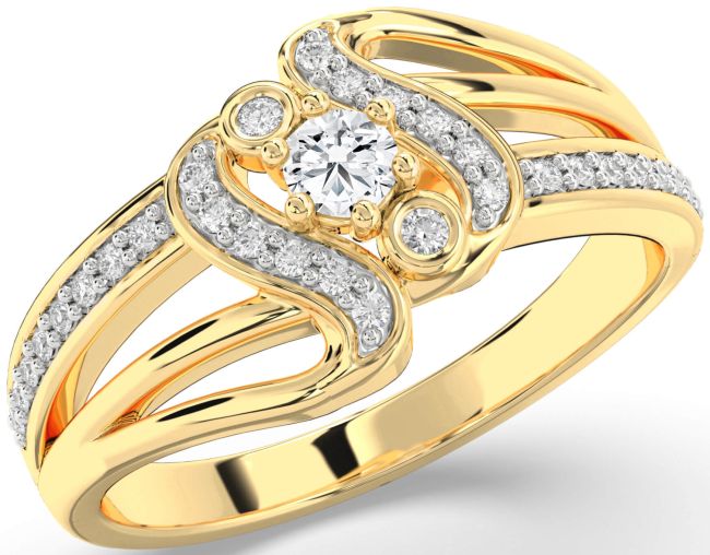 Diamond Gold Silver Round Promise Ring