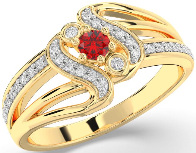 Diamond Ruby Gold Silver Round Promise Ring