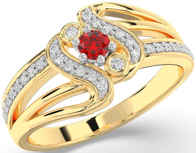 Diamond Ruby Gold Silver Round Promise Ring