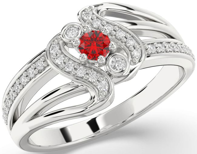 Diamond Ruby Platinum Round Promise Ring