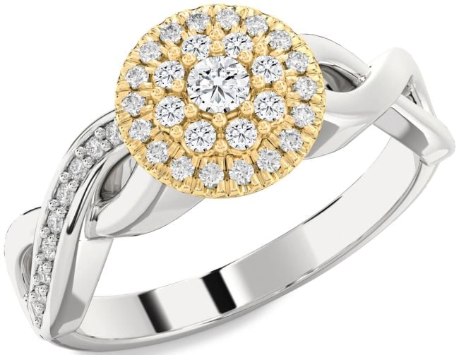 Diamond Platinum & Yellow Gold Infinity Round Promise Ring
