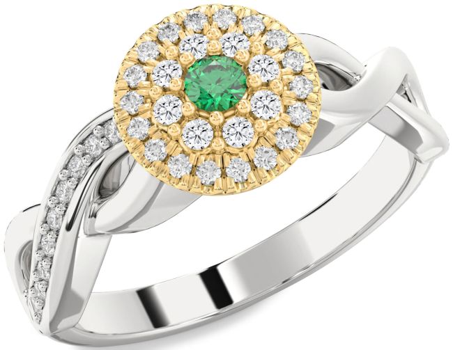 Diamond Emerald Gold Silver Infinity Round Promise Ring