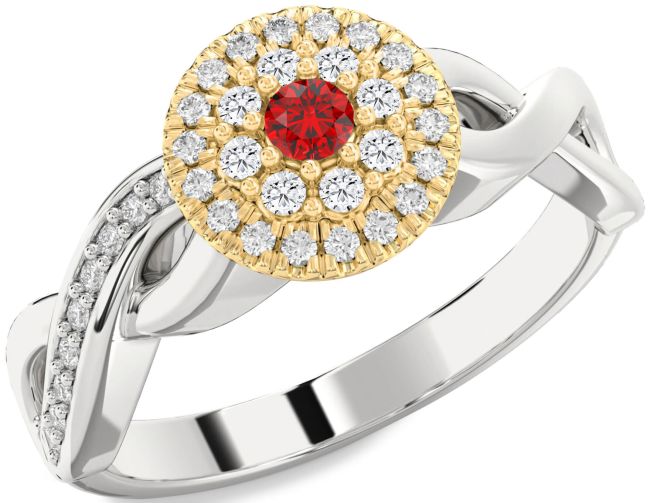 Diamond Ruby Gold Silver Infinity Round Promise Ring