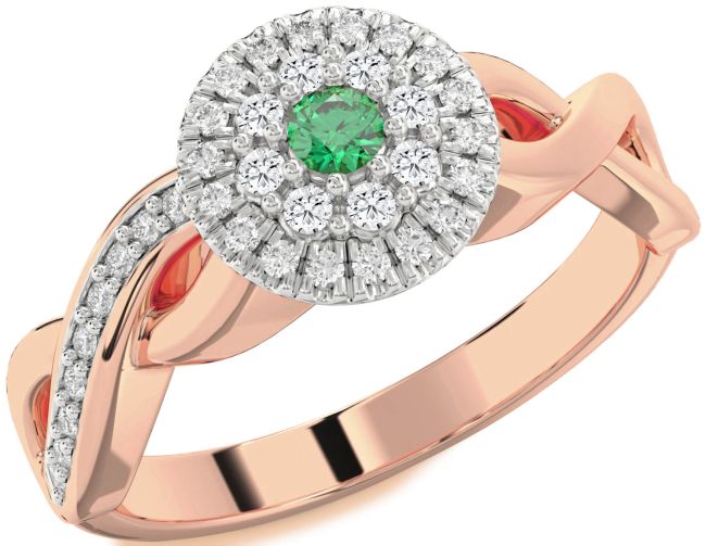 Diamond Emerald Rose Gold Silver Infinity Round Promise Ring