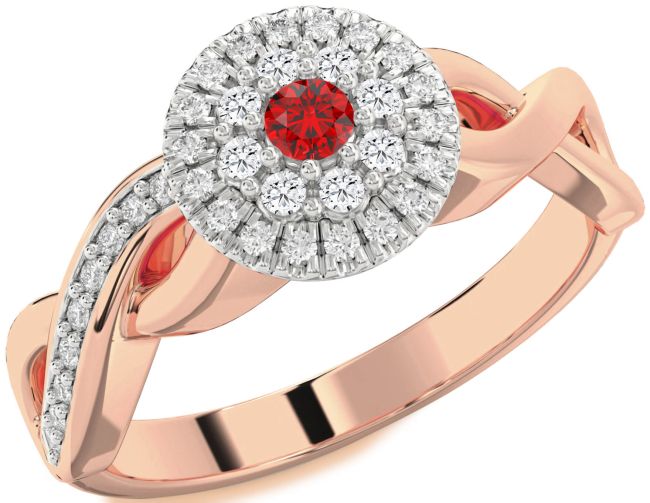 Diamond Ruby Rose Gold Silver Infinity Round Promise Ring