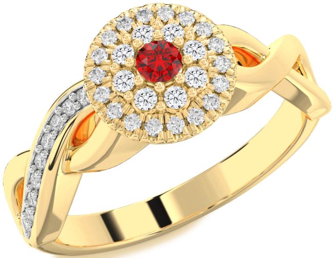 Diamond Ruby Gold Infinity Round Promise Ring