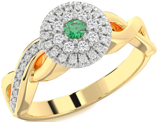 Diamond Emerald Gold Silver Infinity Round Promise Ring