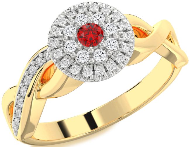 Diamond Ruby Gold Silver Infinity Round Promise Ring