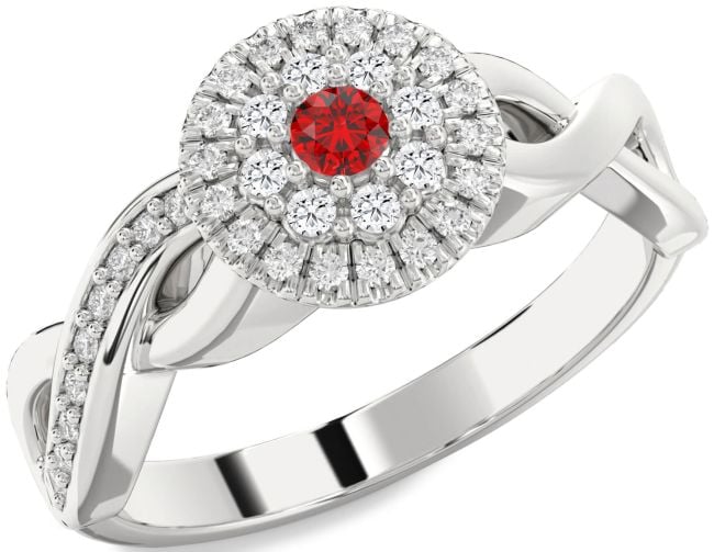 Diamond Ruby Silver Infinity Round Promise Ring
