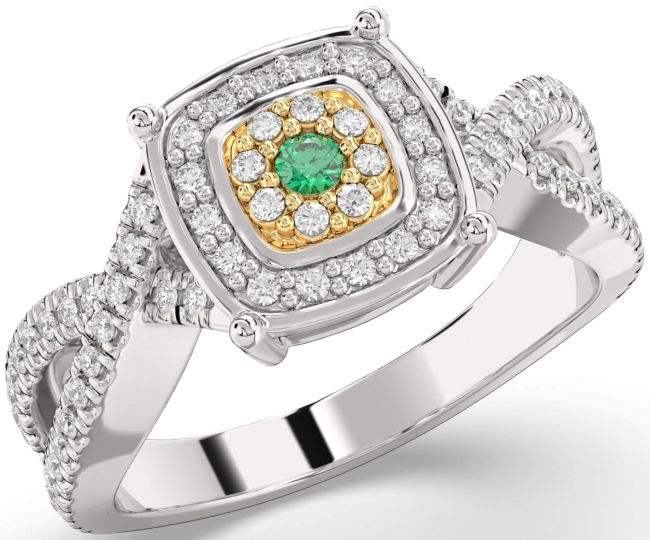 Diamond Emerald Gold Silver Infinity Round Pave Promise Ring