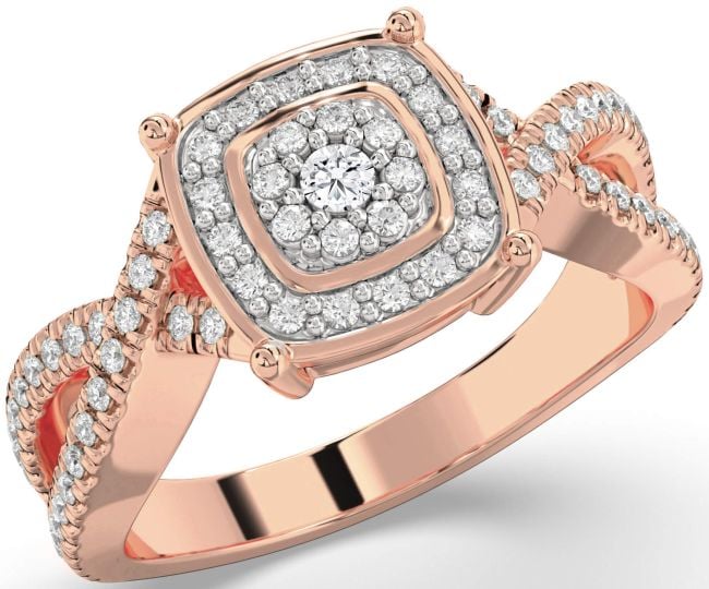 Diamond Rose Gold Silver Infinity Round Pave Promise Ring