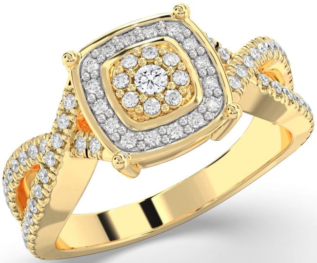 Diamond Gold Silver Infinity Round Pave Promise Ring