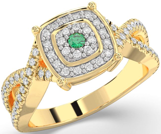 Diamond Emerald Gold Silver Infinity Round Pave Promise Ring