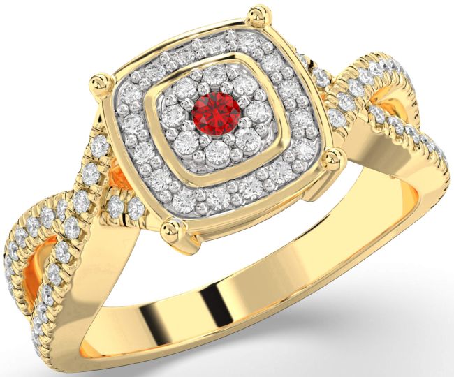 Diamond Ruby Gold Silver Infinity Round Pave Promise Ring