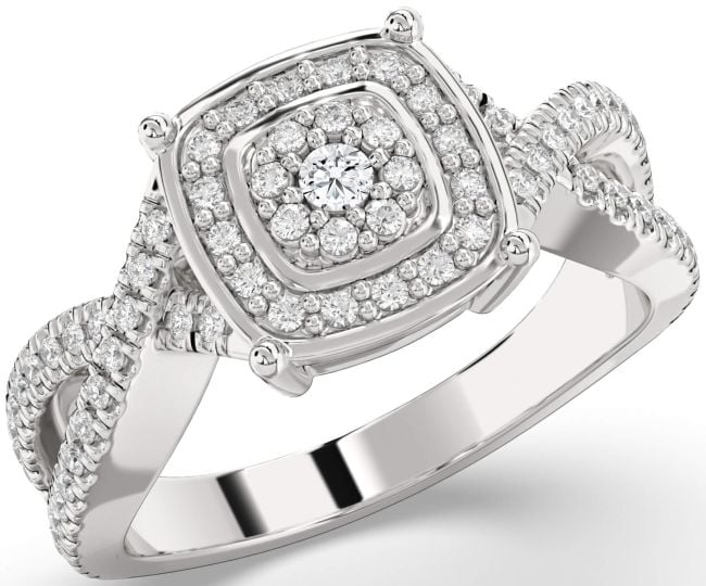 Diamond Silver Infinity Round Pave Promise Ring