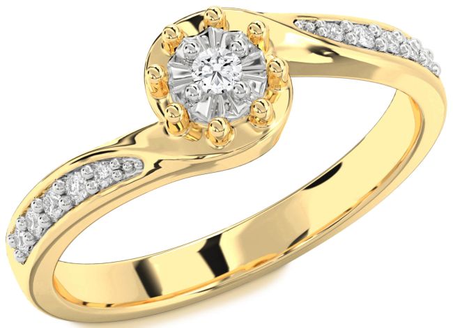 Diamond Platinum & Yellow Gold Round Pave Promise Ring