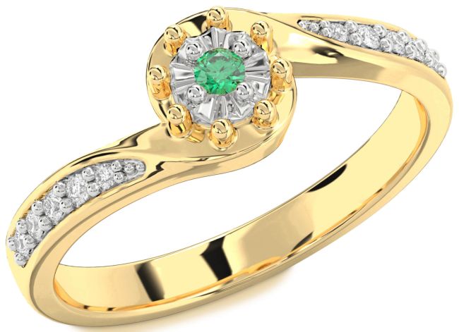 Diamond Emerald Gold Silver Round Pave Promise Ring