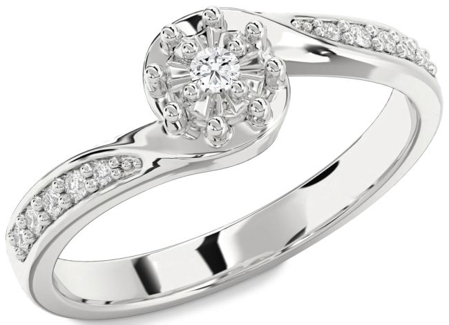 Diamond White Gold Round Pave Promise Ring