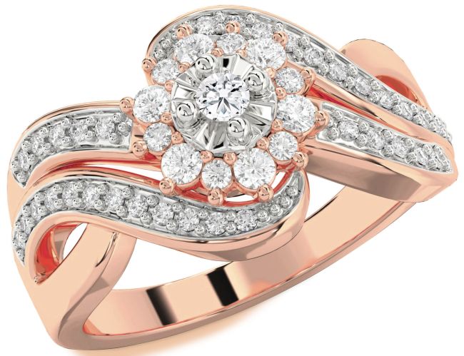 Diamond White Rose Gold Halo Round Promise Ring