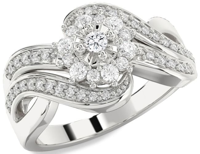 Diamond Platinum Halo Round Promise Ring