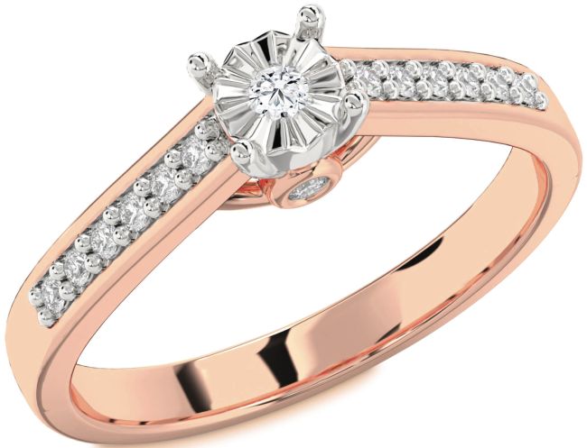 Diamond White Rose Gold Round Pave Promise Ring